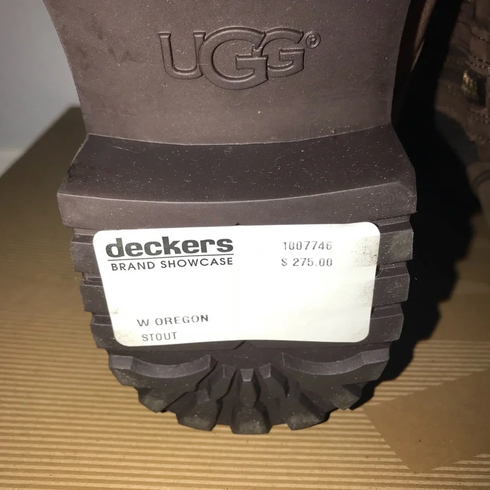 UGG Brown Leather Mid-Calf Shearling-Lined Boots with Buckle